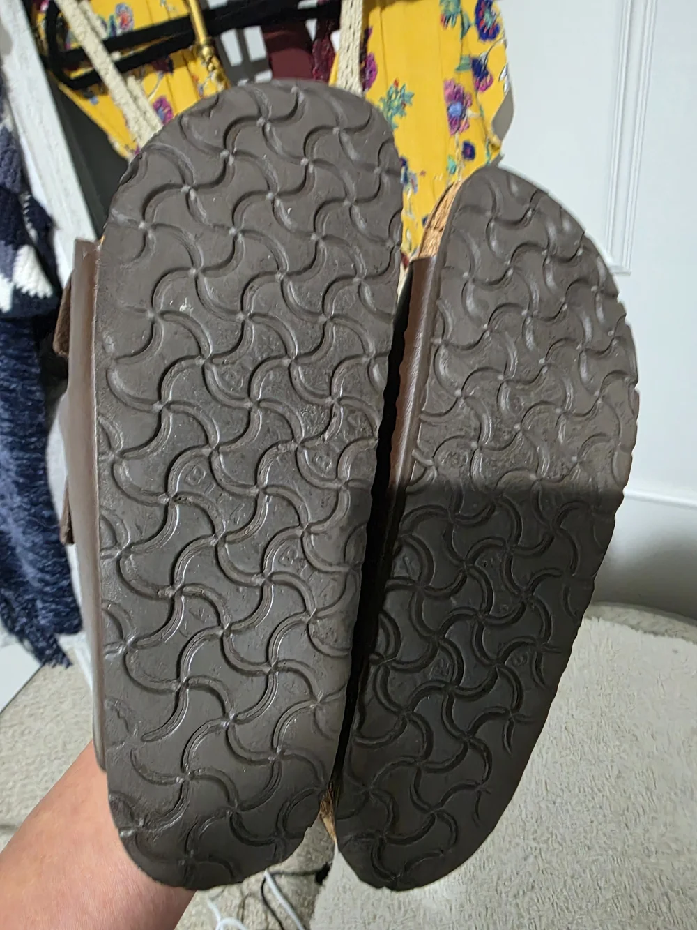 Birkenstock  Two-Strap Sandal in Brown with Copper Buckles
